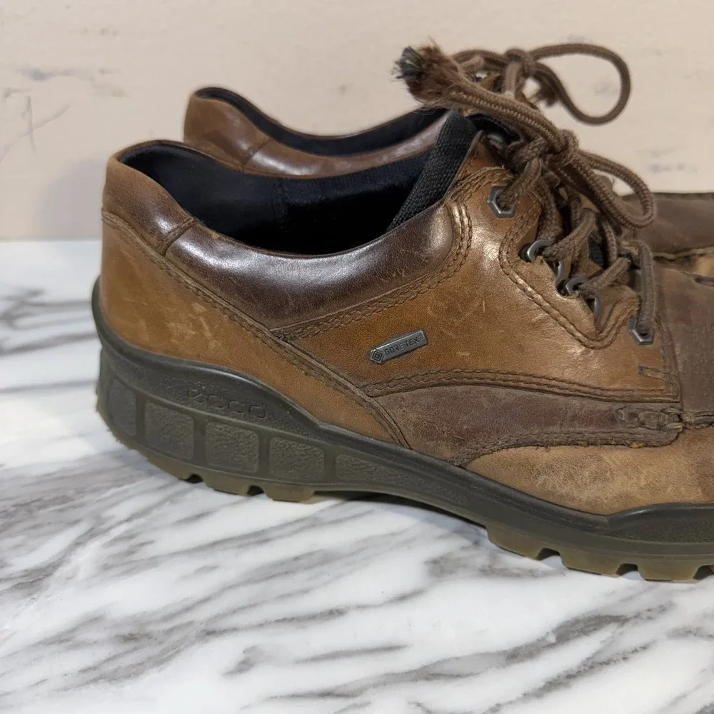 ECCO Men's Track 25 Low GORETEX Brown Leather Sz 10-10.5 44 Hiking Outdoors